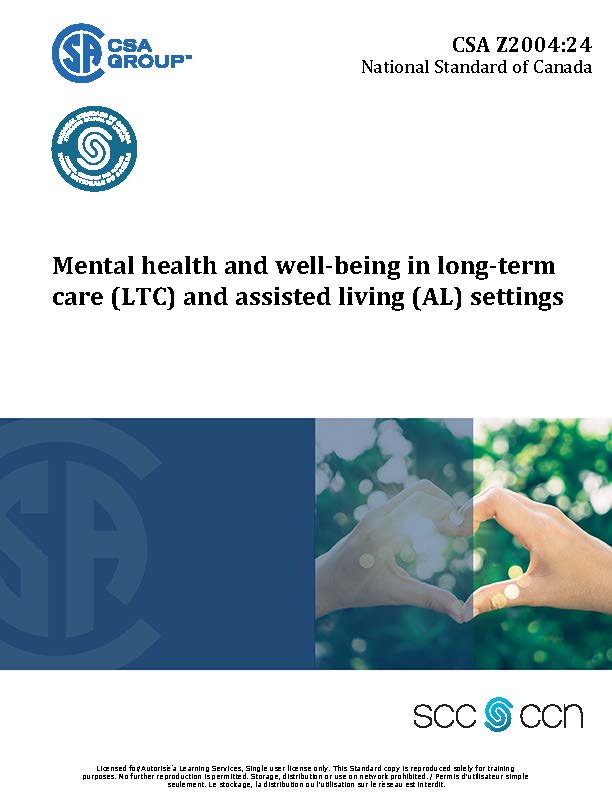 CSA Z2004:24, Mental health and well-being in long-term care (LTC) and assisted living (AL) settings