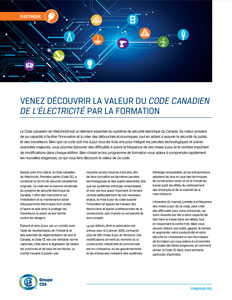 Title page preview of Venez découvrir la valeur du Code canadien de l’électricité par la formation