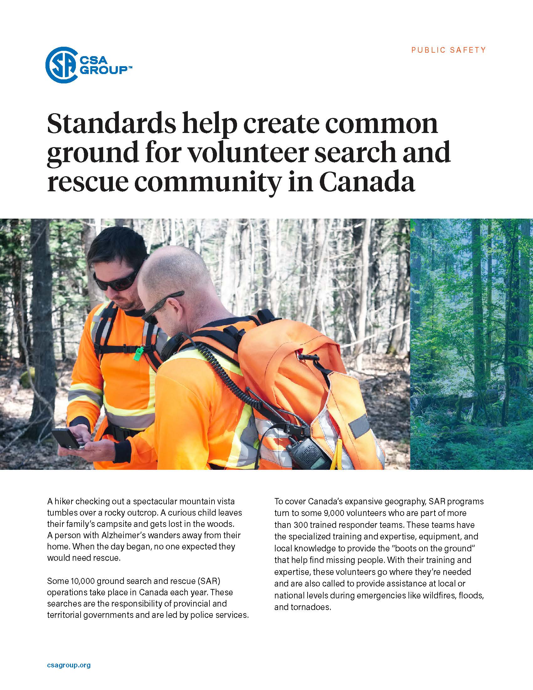 Featured Image. Standards help create common ground for volunteer search and rescue community in Canada