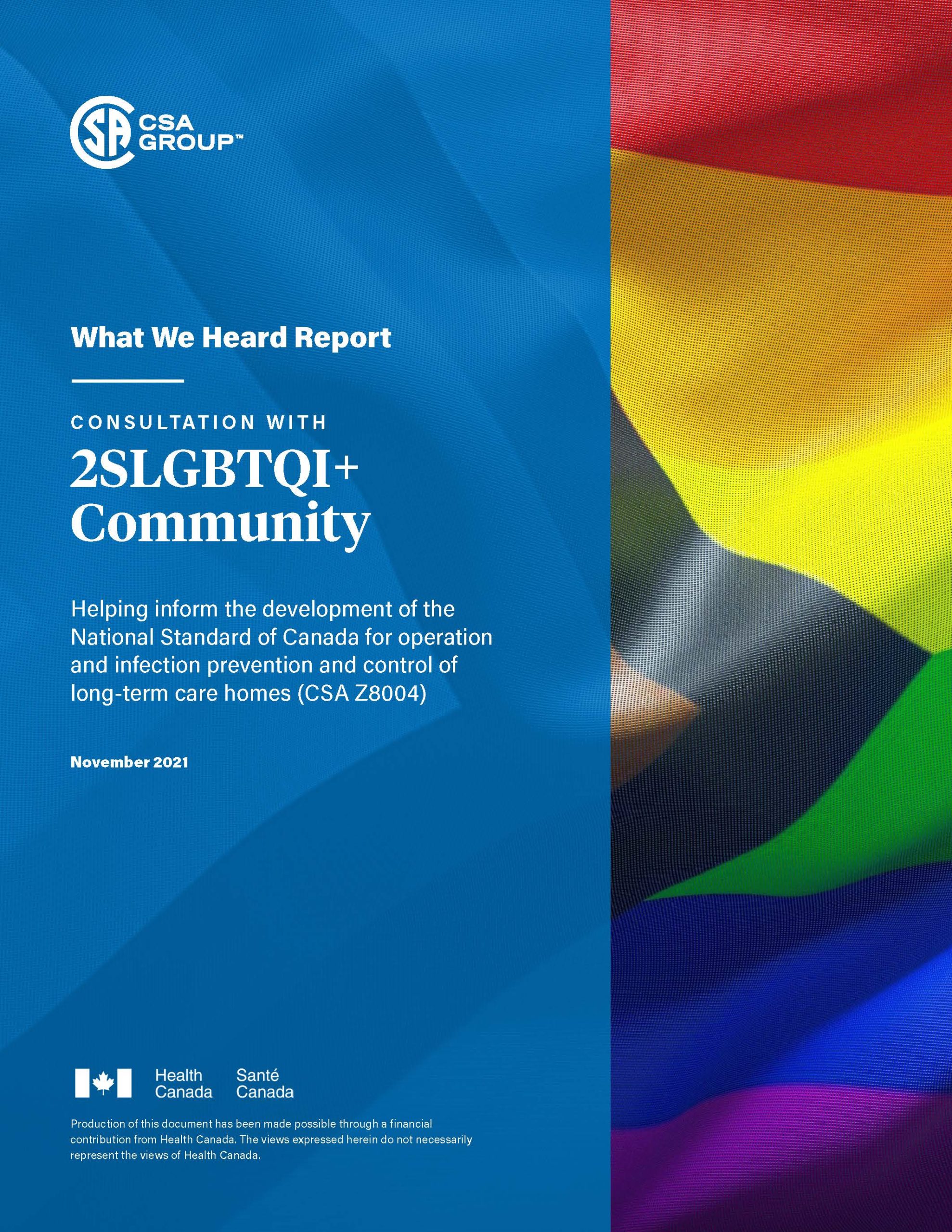 Featured Image. Title page of the What We Heard Report from the consultation session with 2SLGBTQI+ Community