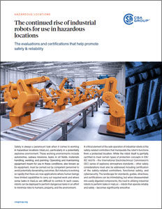 Title page preview of the continued rise of industrial robots for use in Hazardous locations