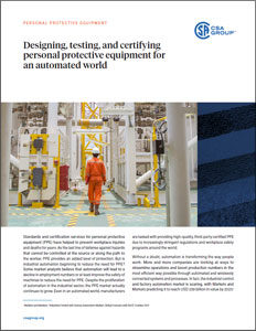 Title page preview of designing, testing and certifying personal protective equipment for an automated world 