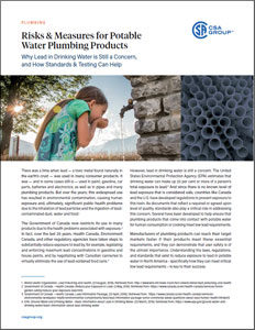 Title page preview of risks and measures for potable water plumbing products