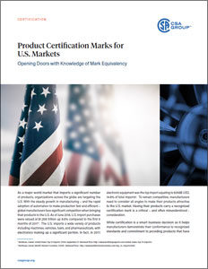 Title page preview of product certificaion marks for U.S. Markets