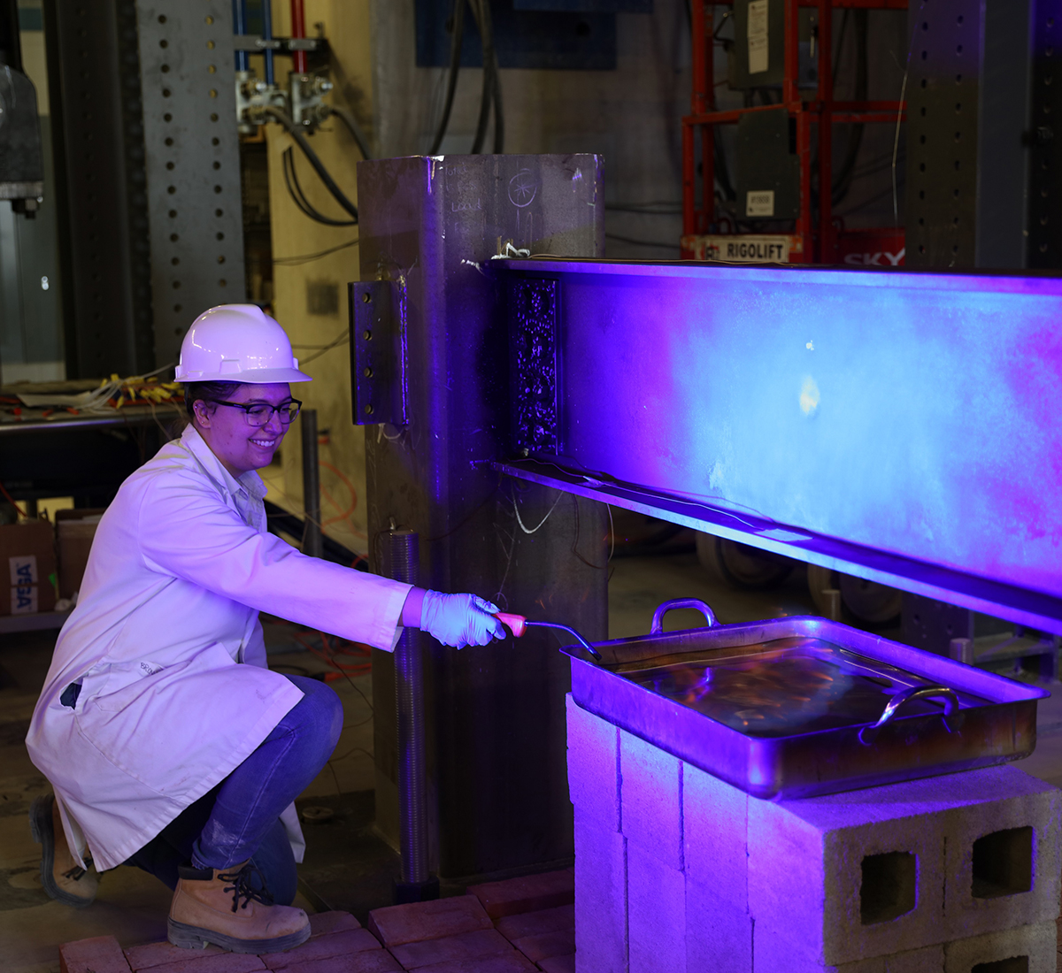 Picture of Chloe Jeanneret welding steel