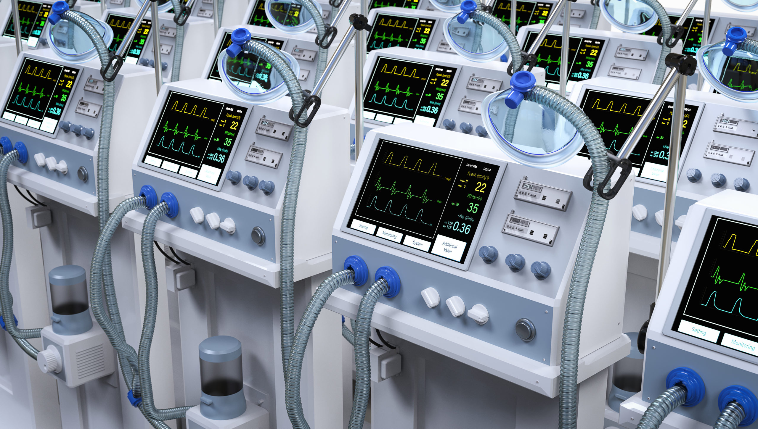 Featured Image. Group of ventilator machines