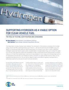 Title page preview of supporting hydrogen as a viable option for clean vehicle fuel