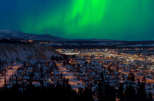 Northern lights over downtown whitehorse