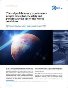 Title page preview of The unique laboratory requirements needed to test battery safety and performance for out-of-this-world conditions