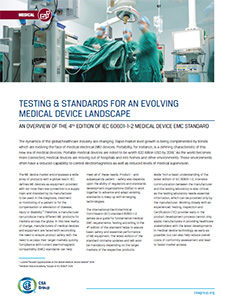 Title page preview of testing and standard for an evolving medical device landscape