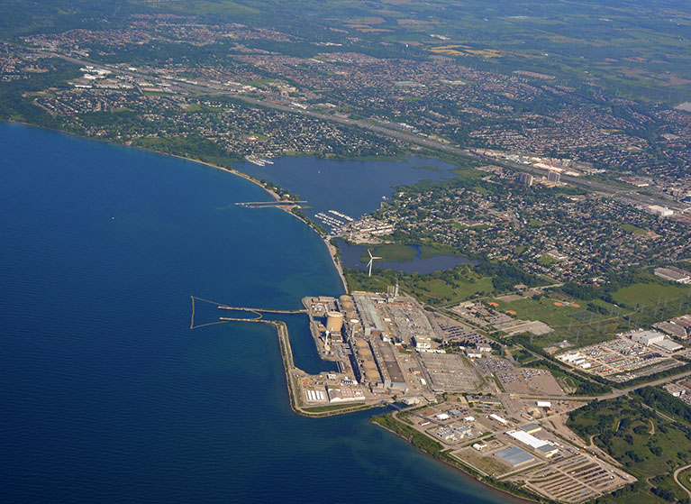 Featured Image. An aerial view of the Pickering nuclear power plant.