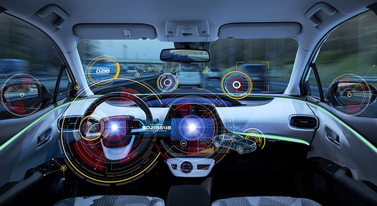 L'image sélectionnée. A dashboard of a connected and automated vehicle