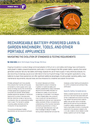 Title page preview of rechargeable battery-powered lawn ans garden machinery, tools and other portable appliances