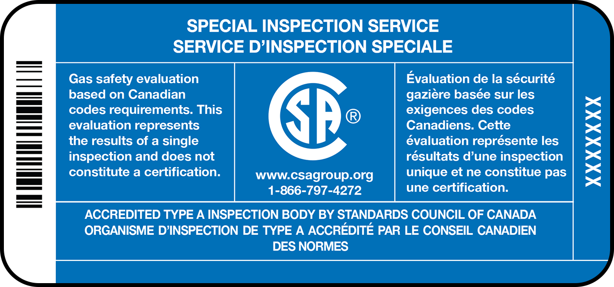 LABEL - Special Inspections for Gas-fired Appliances and Equipment